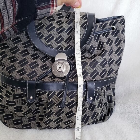 Vintage 90s Nine West Small Canvas Backpack Purse Black Gray - Picture 14 of 15